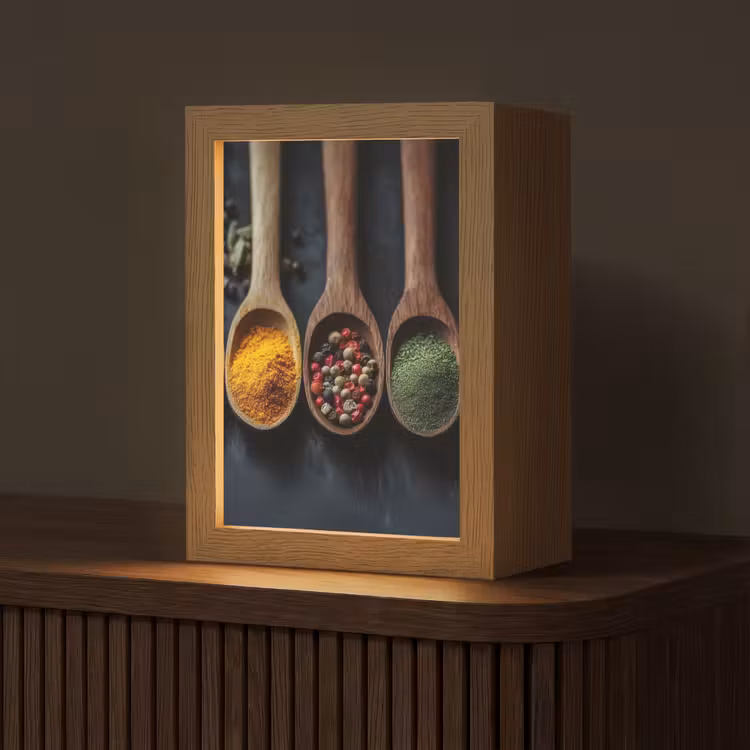 Houten - Lepels - Specerijen - Kruiden Light Box met kabel (Tafellamp) klein -z3d_website
