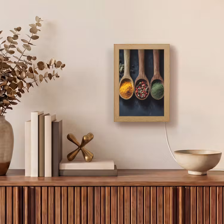 Houten - Lepels - Specerijen - Kruiden Light Box met kabel (Tafellamp) klein -sfeer2