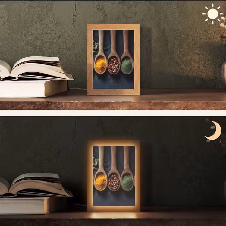 Houten - Lepels - Specerijen - Kruiden Light Box met kabel (Tafellamp) klein -sfeer3