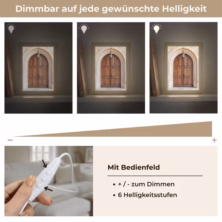 Houten - Deur - Lantaarn Light Box met kabel (Tafellamp) klein -USP_dimbaarDE