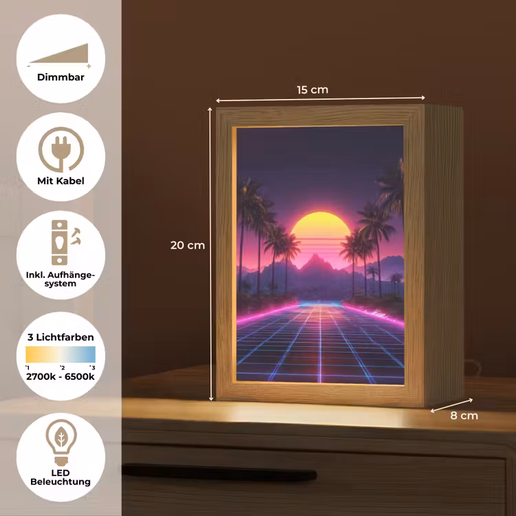 Horizon - Palmbomen - Bergen - Geel Light Box met kabel (Tafellamp) klein -USP_DE