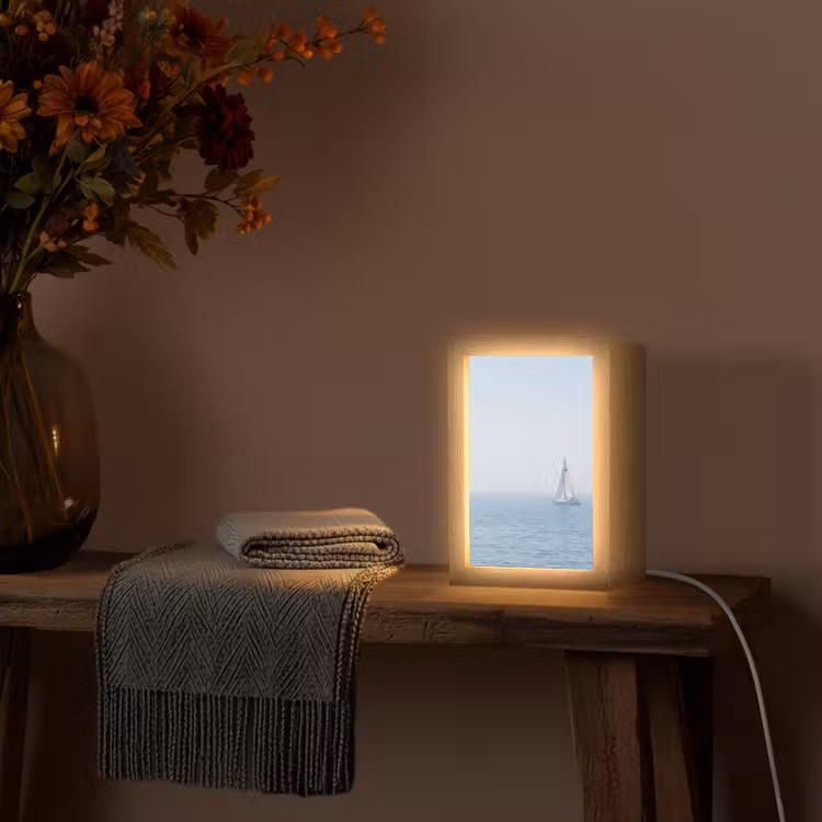 Horizon - Zeilboot - Zee Light Box met kabel (Tafellamp) klein -sfeer4