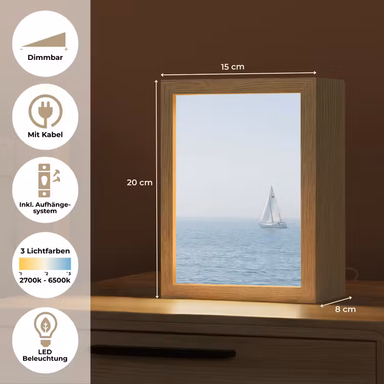 Horizon - Zeilboot - Zee Light Box met kabel (Tafellamp) klein -USP_DE