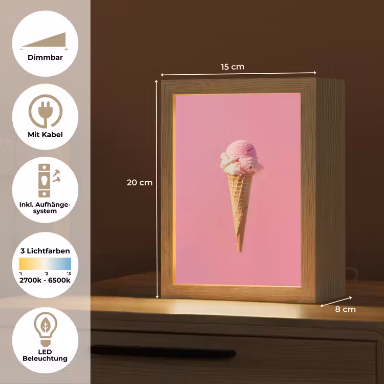 Hoorntje - Schepijs - Roze Light Box met kabel (Tafellamp) klein -USP_DE
