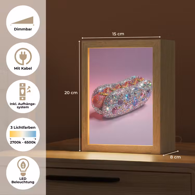 Hotdog - Steentjes - Glitters - Paars Light Box met kabel (Tafellamp) klein -USP_DE