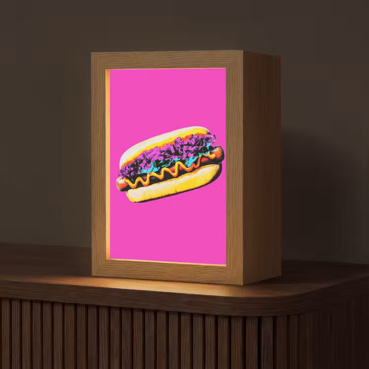Hotdog - Roze - Retro Light Box met kabel (Tafellamp) klein -z3d_website