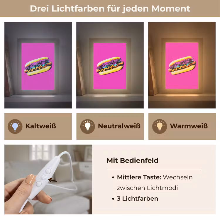 Hotdog - Roze - Retro Light Box met kabel (Tafellamp) klein -USP_lichtkleurDE