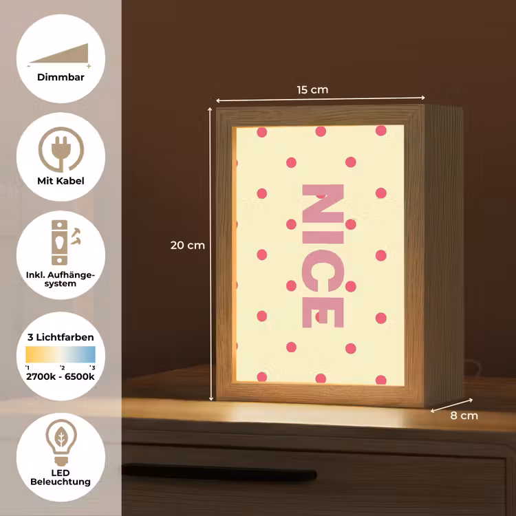 Nice - Stippen - Roze - Geel Light Box met kabel (Tafellamp) klein -USP_DE