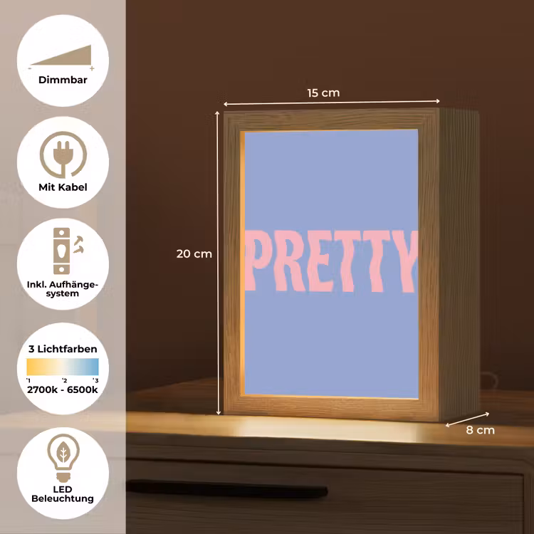 Pretty - Roze - Blauw - Golvend Light Box met kabel (Tafellamp) klein -USP_DE