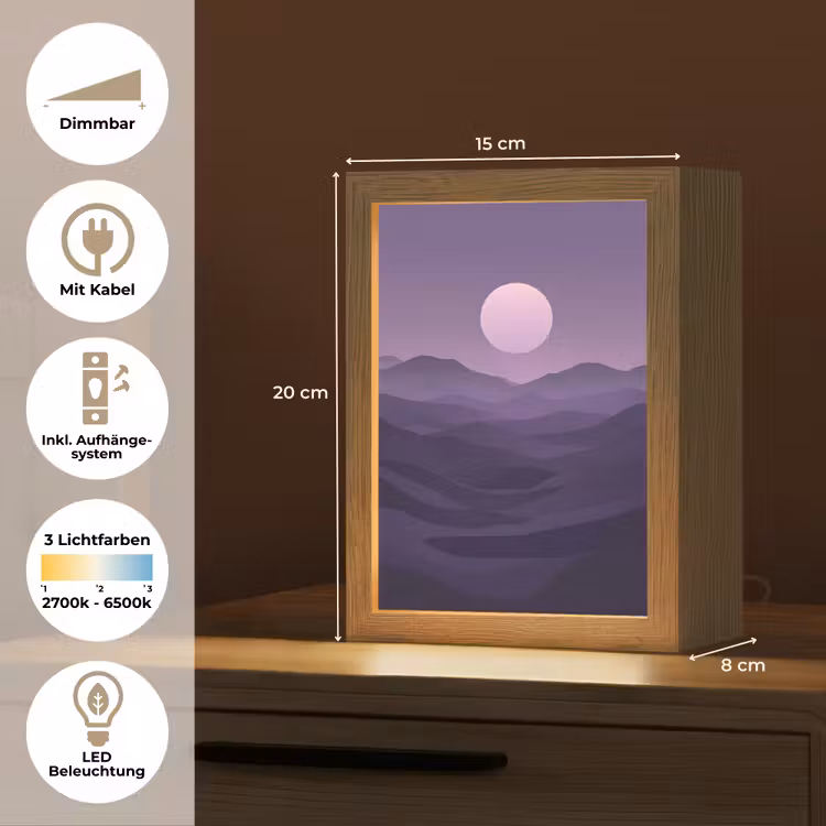 Heuvels - Paars - Mist - Zon Light Box met kabel (Tafellamp) klein -USP_DE