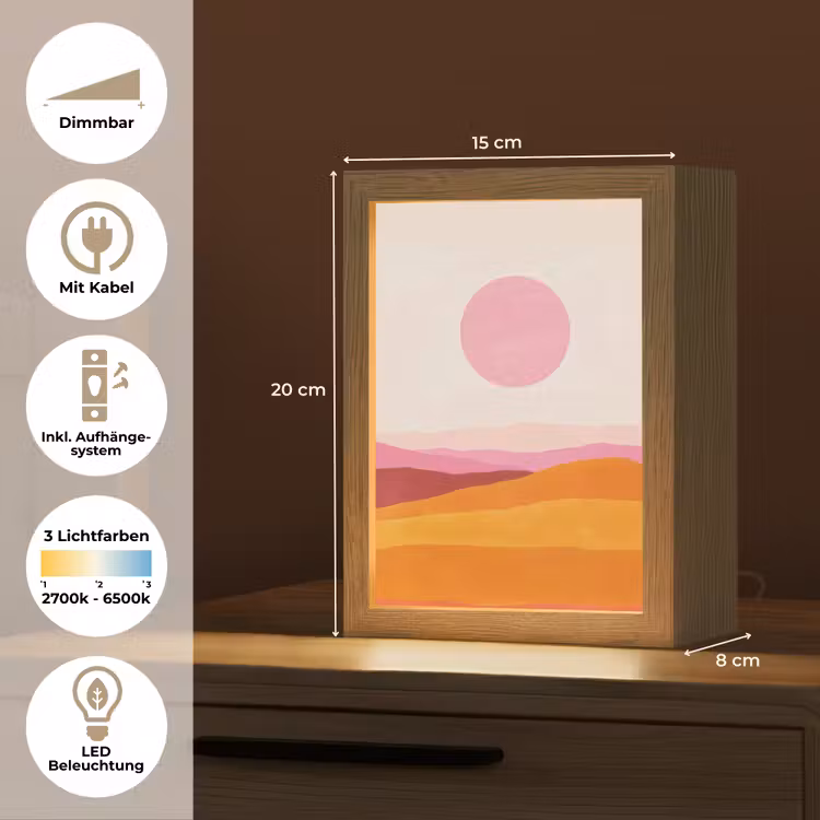 Heuvels - Oranje - Zon - Abstract Light Box met kabel (Tafellamp) klein -USP_DE
