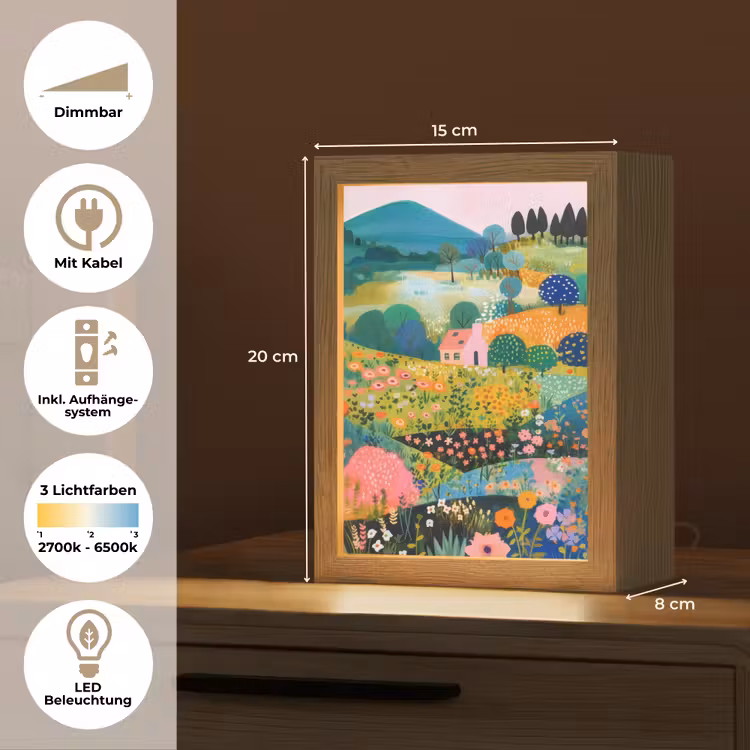 Heuvellandschap - Fantasierijk - Kleurcontrasten Light Box met kabel (Tafellamp) klein -USP_DE