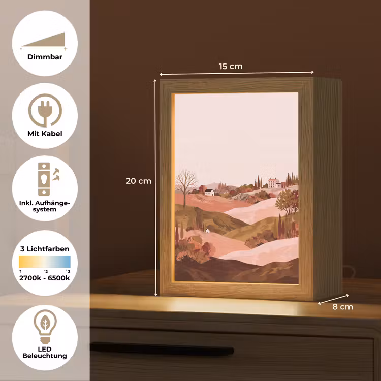 Heuvellandschap - Grafisch - Terracotta Light Box met kabel (Tafellamp) klein -USP_DE