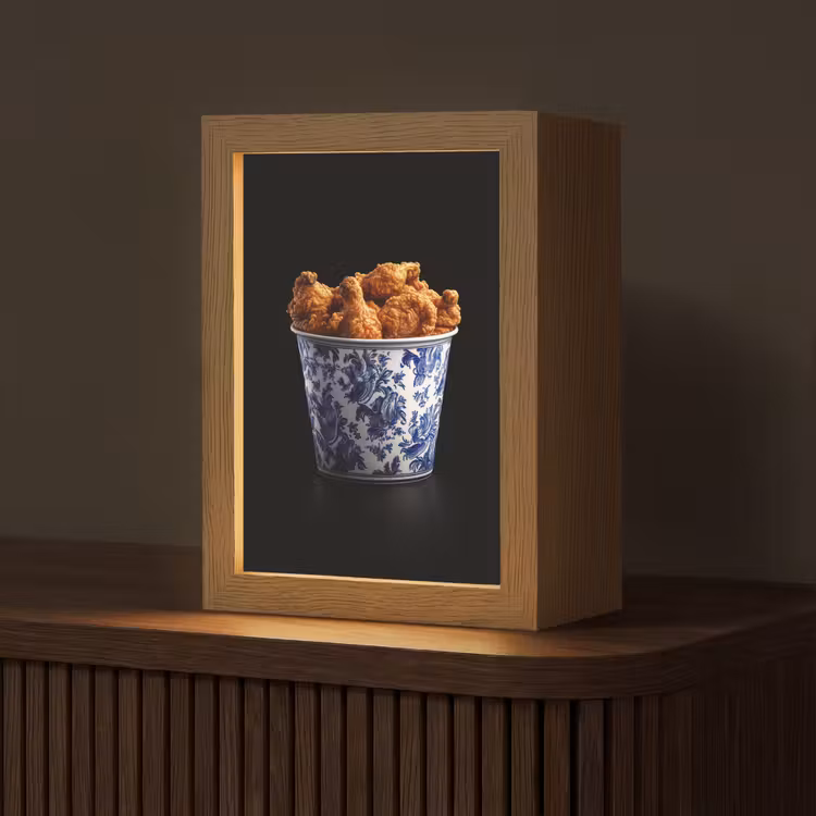 Kip - Bucket - Delfts blauw - Lekker Light Box met kabel (Tafellamp) klein -z3d_website