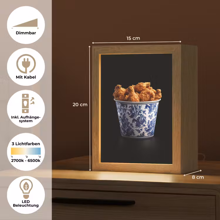 Kip - Bucket - Delfts blauw - Lekker Light Box met kabel (Tafellamp) klein -USP_DE