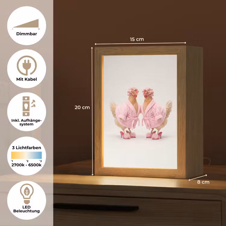 Kippen - Badjas - Krukspelden - Hakken Light Box met kabel (Tafellamp) klein -USP_DE