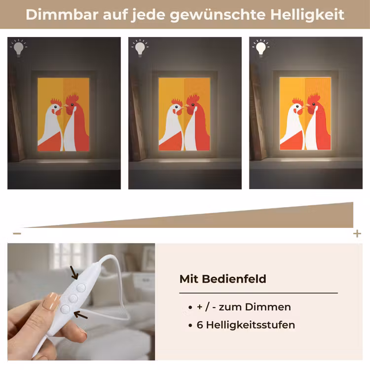 Kippen - Oranje - Vlakken Light Box met kabel (Tafellamp) klein -USP_dimbaarDE