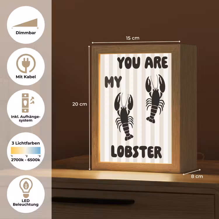 Lobster - Beige - Minimalistisch Light Box met kabel (Tafellamp) klein -USP_DE
