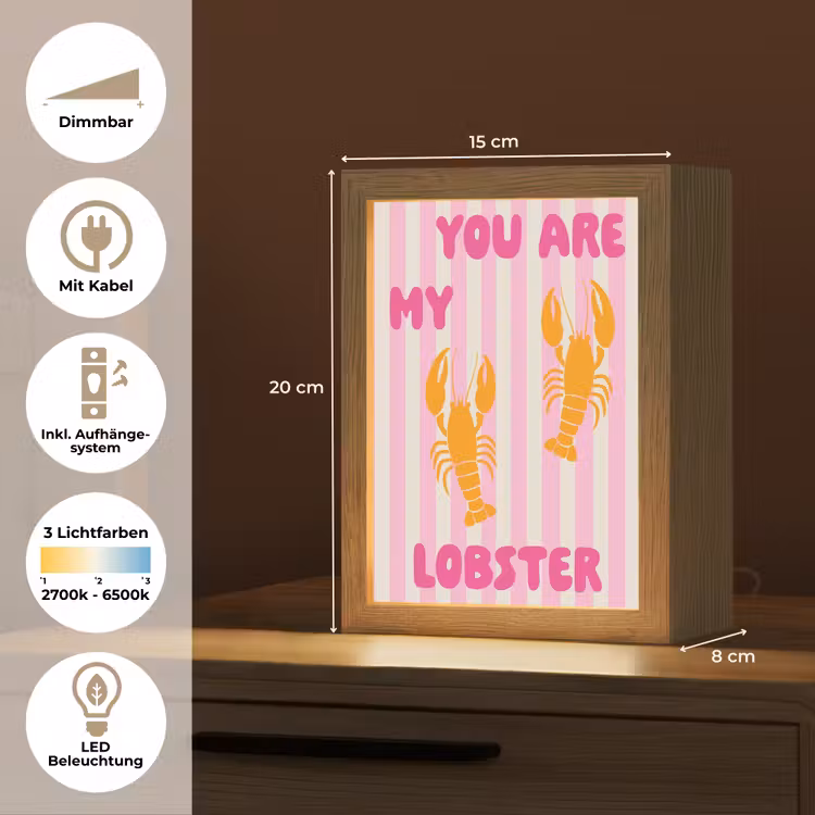 Lobster - Love - Valentijn Light Box met kabel (Tafellamp) klein -USP_DE