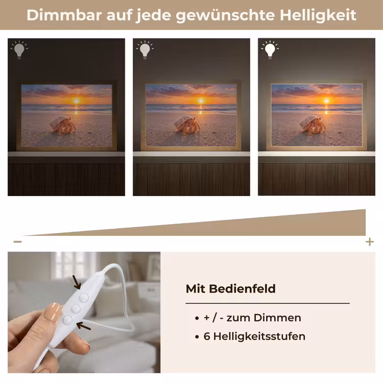 Kreeft - Strand - Natuur - Zonsondergang - Oranje Light Box met kabel (Tafellamp) klein -USP_dimbaarDE