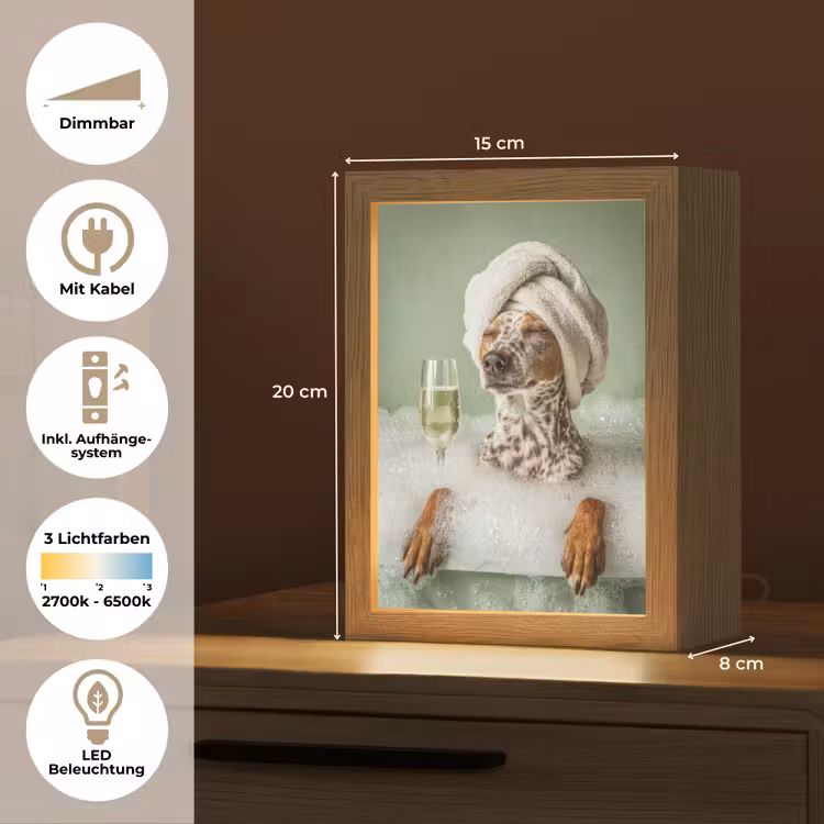 Hond - Bad - Champagne - Handdoek Light Box met kabel (Tafellamp) klein -USP_DE