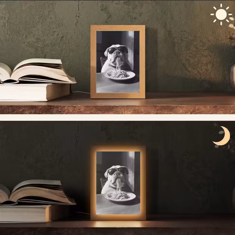 Hond - Bulldog - Pasta - Bril - Stoer - Dieren Light Box met kabel (Tafellamp) klein -sfeer3