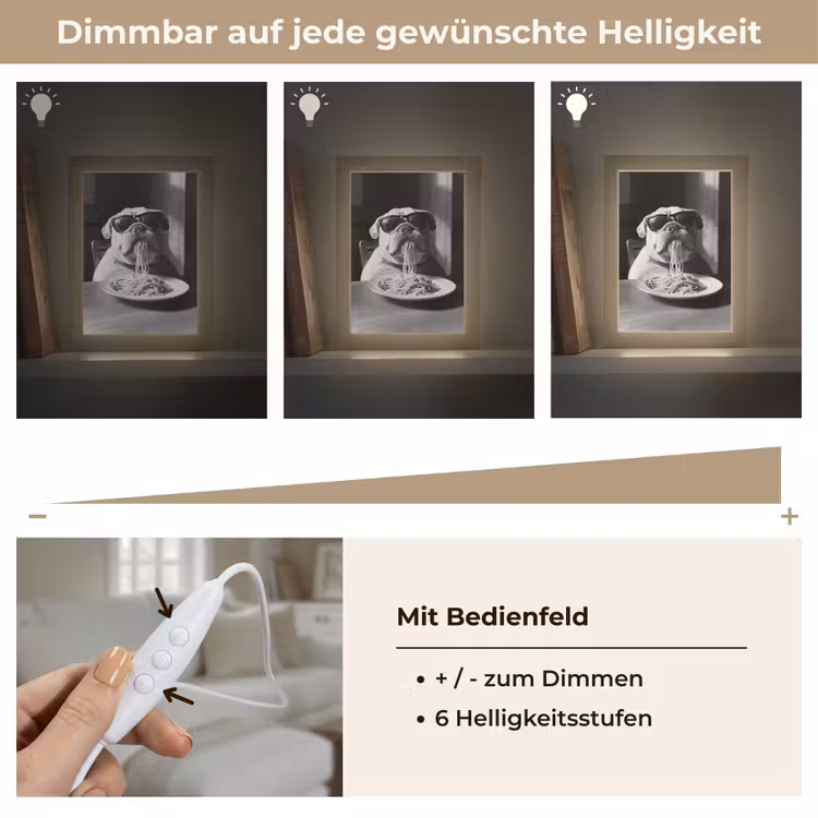 Hond - Bulldog - Pasta - Bril - Stoer - Dieren Light Box met kabel (Tafellamp) klein -USP_dimbaarDE