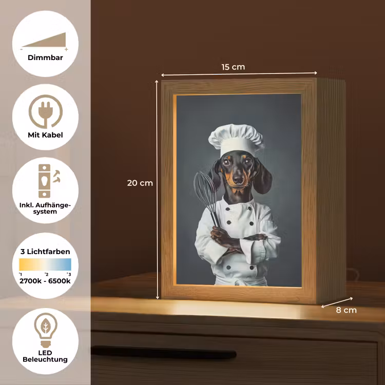 Hond - Garde - Kok Light Box met kabel (Tafellamp) klein -USP_DE
