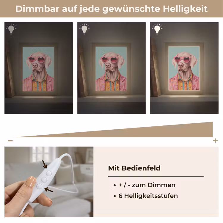 Hond - Overhemd - Bloemen - Bril Light Box met kabel (Tafellamp) klein -USP_dimbaarDE