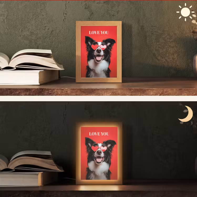 Hond - Hartjesbril - Loveyou - Rood Light Box met kabel (Tafellamp) klein -sfeer3