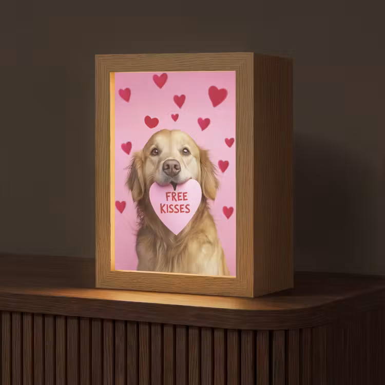 Hond - Kiss- Valentijn - Hartjes Light Box met kabel (Tafellamp) klein -z3d_website