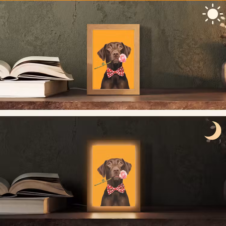Hond - Oranje - Roos - Valentijn Light Box met kabel (Tafellamp) klein -sfeer3