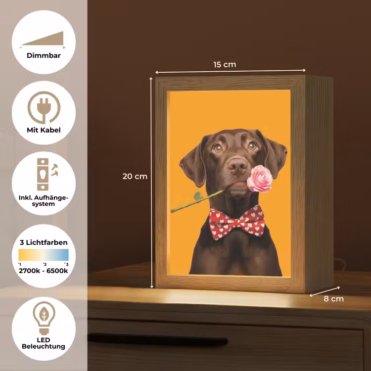Hond - Oranje - Roos - Valentijn Light Box met kabel (Tafellamp) klein -USP_DE