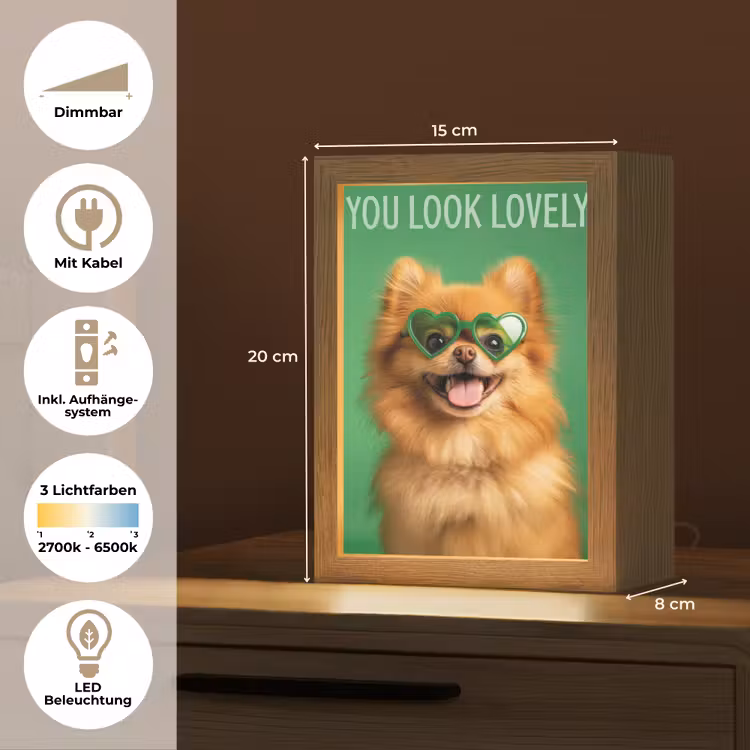 Hond - Zonnebril - Valentijn - Love Light Box met kabel (Tafellamp) klein -USP_DE