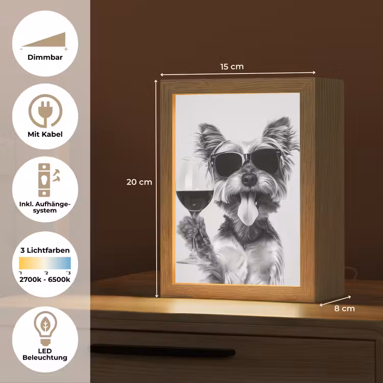 Hondje - Wijnglas - Zonnebril - Enthousiast Light Box met kabel (Tafellamp) klein -USP_DE