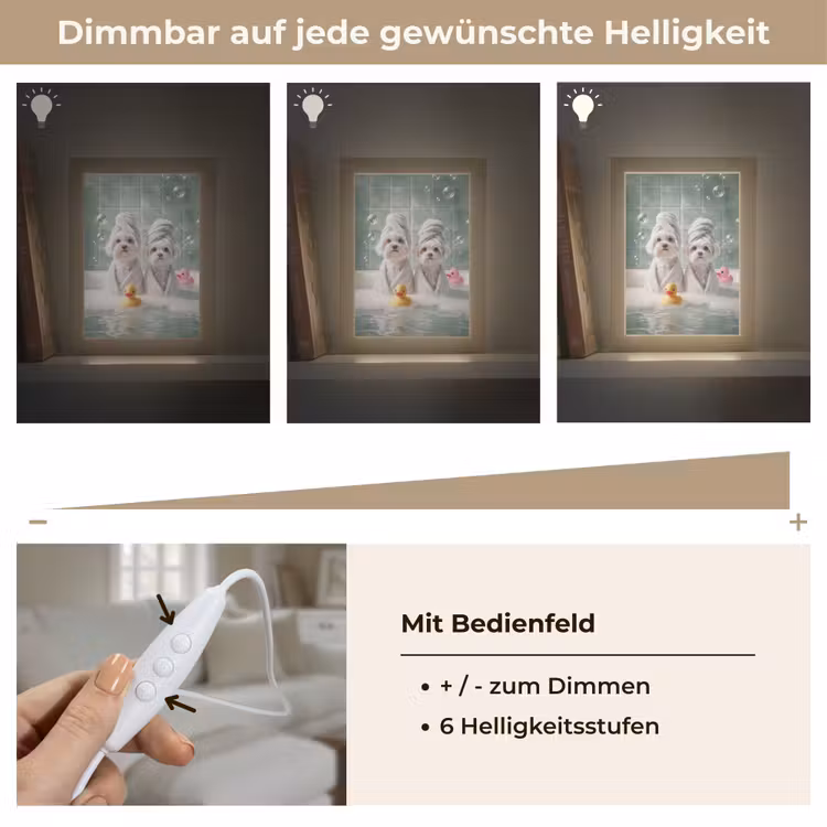 Hondjes - Badkuip - Badeendjes - Handdoeken Light Box met kabel (Tafellamp) klein -USP_dimbaarDE