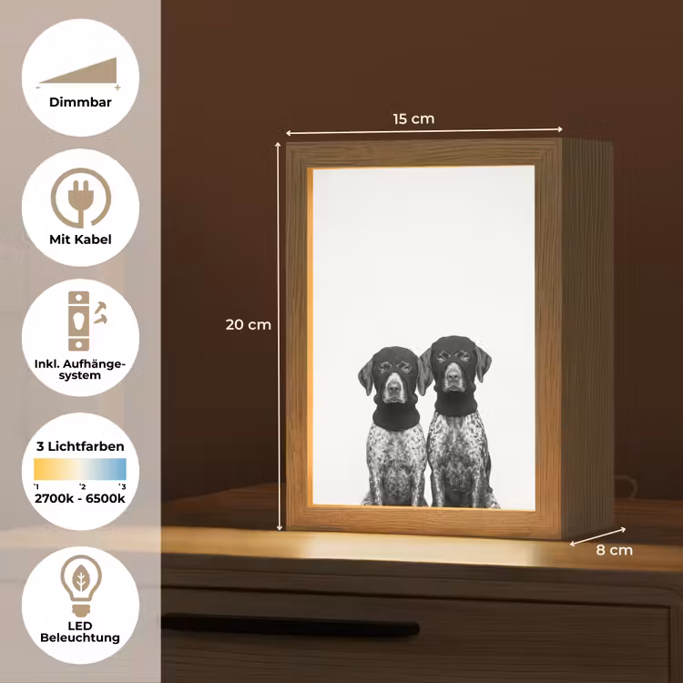 Honden - Bivakmuts - Zwart - wit Light Box met kabel (Tafellamp) klein -USP_DE