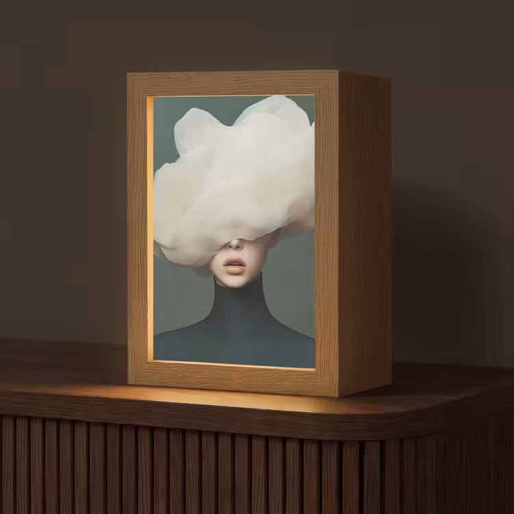Hoed - Vrouw - Beige Light Box met kabel (Tafellamp) klein -z3d_website