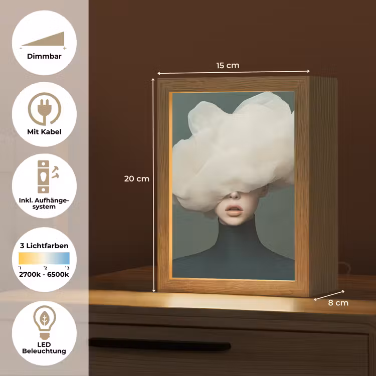 Hoed - Vrouw - Beige Light Box met kabel (Tafellamp) klein -USP_DE