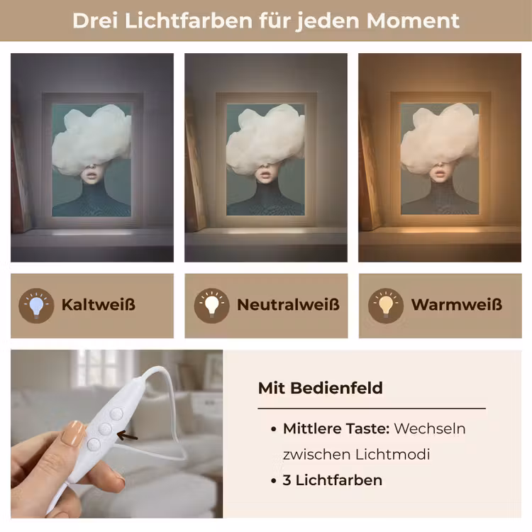 Hoed - Vrouw - Beige Light Box met kabel (Tafellamp) klein -USP_lichtkleurDE