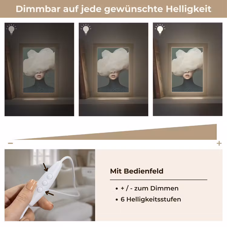 Hoed - Vrouw - Beige Light Box met kabel (Tafellamp) klein -USP_dimbaarDE