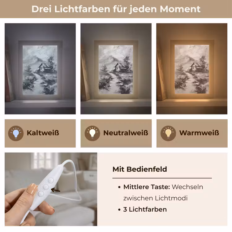 Hut - Grijs - Bergen - Mistig Light Box met kabel (Tafellamp) klein -USP_lichtkleurDE
