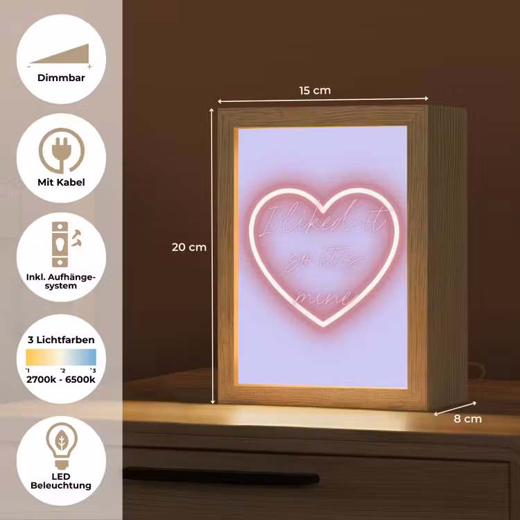 I liked it so it's mine - Neon hart - Paars Light Box met kabel (Tafellamp) klein -USP_DE