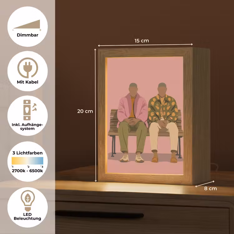 Illustratie - Bankje - Personen - Minimalistisch Light Box met kabel (Tafellamp) klein -USP_DE