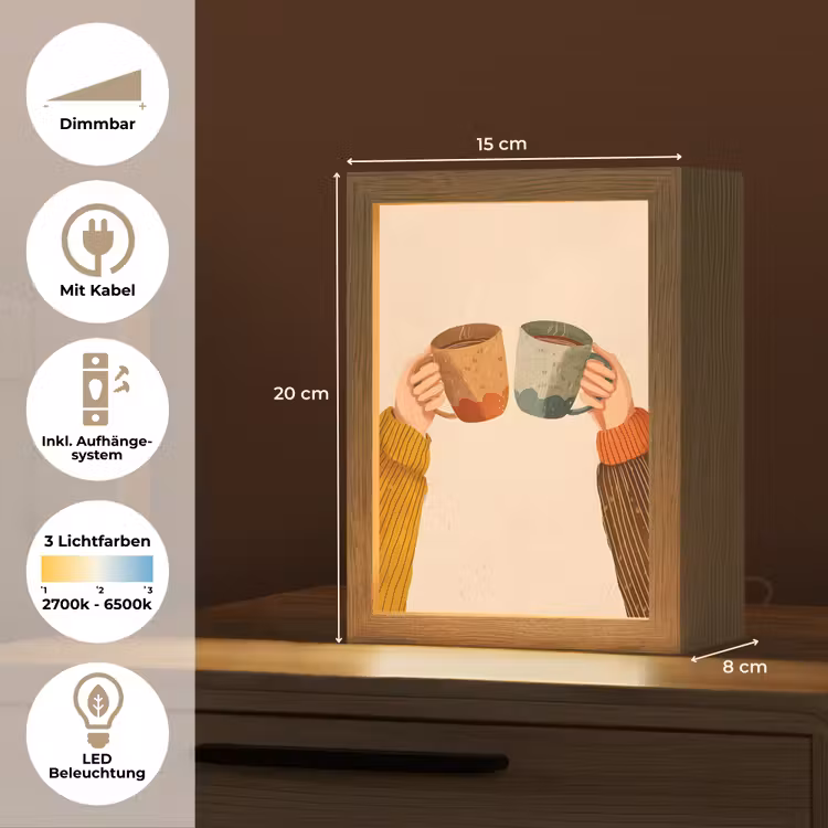 Illustratie - Mokken - Proosten - Bruin Light Box met kabel (Tafellamp) klein -USP_DE