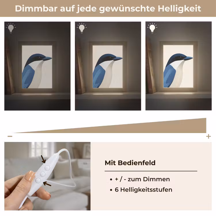 Illustratie - Blauw - Vogel Light Box met kabel (Tafellamp) klein -USP_dimbaarDE