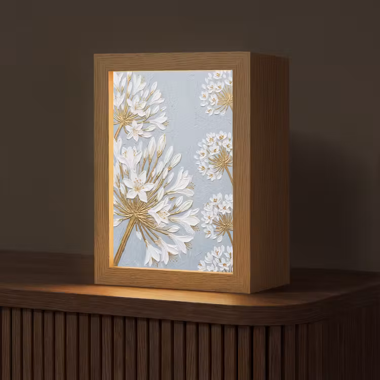 Illustratie - Bloemen - Blauw Light Box met kabel (Tafellamp) klein -z3d_website