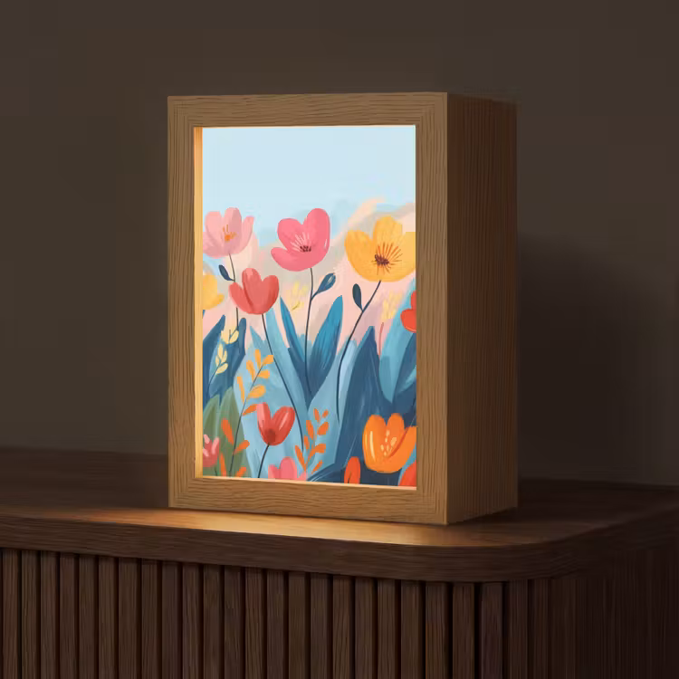 Illustratie - Bloemen - Kleurrijk Light Box met kabel (Tafellamp) klein -z3d_website