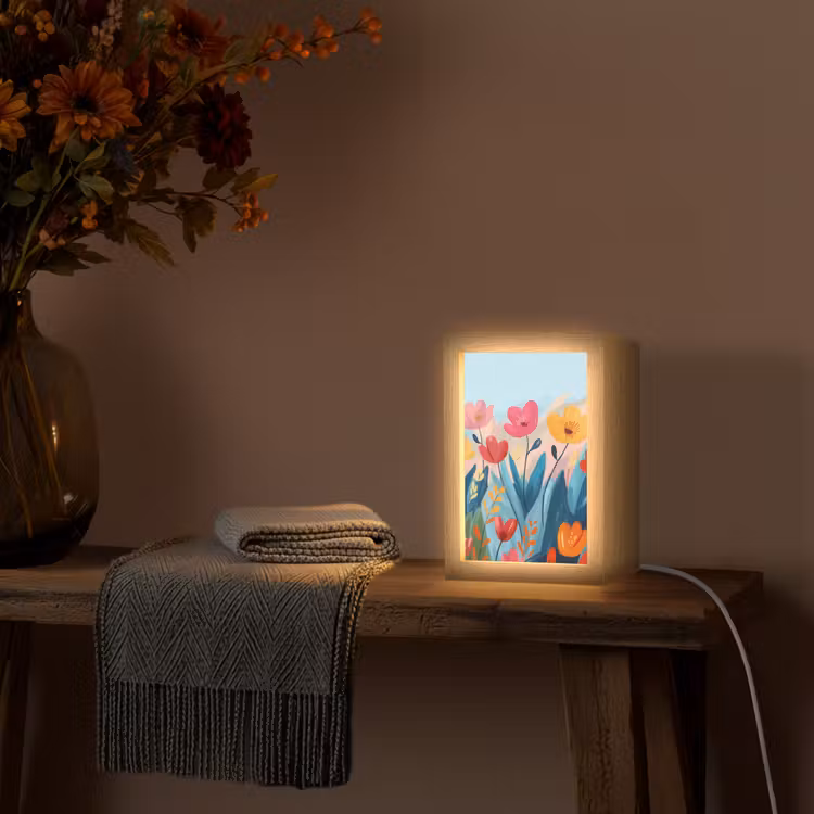Illustratie - Bloemen - Kleurrijk Light Box met kabel (Tafellamp) klein -sfeer4