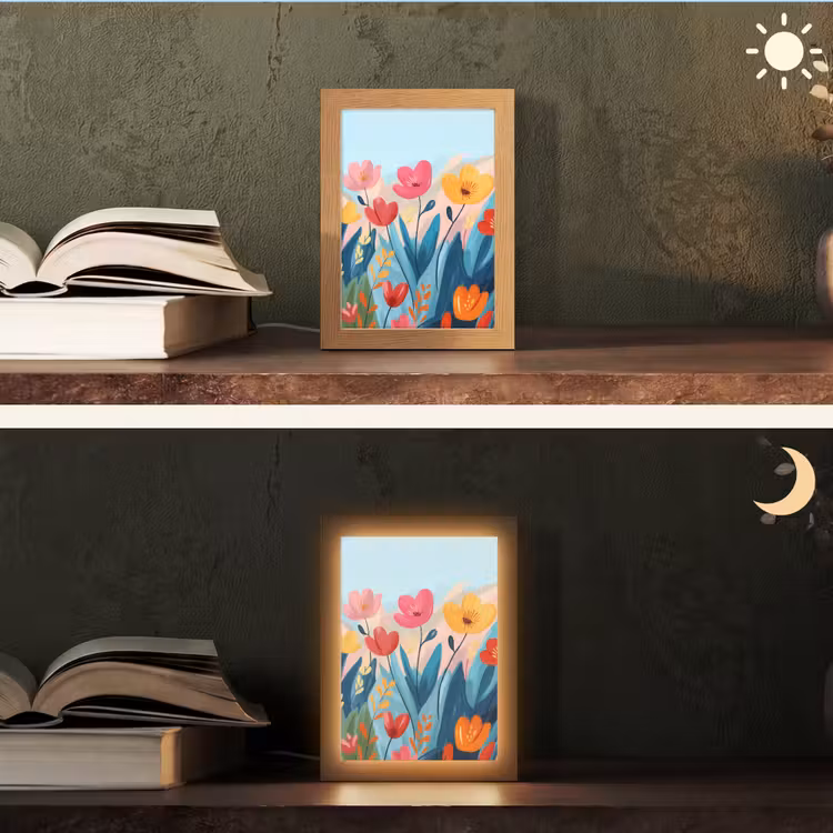 Illustratie - Bloemen - Kleurrijk Light Box met kabel (Tafellamp) klein -sfeer3